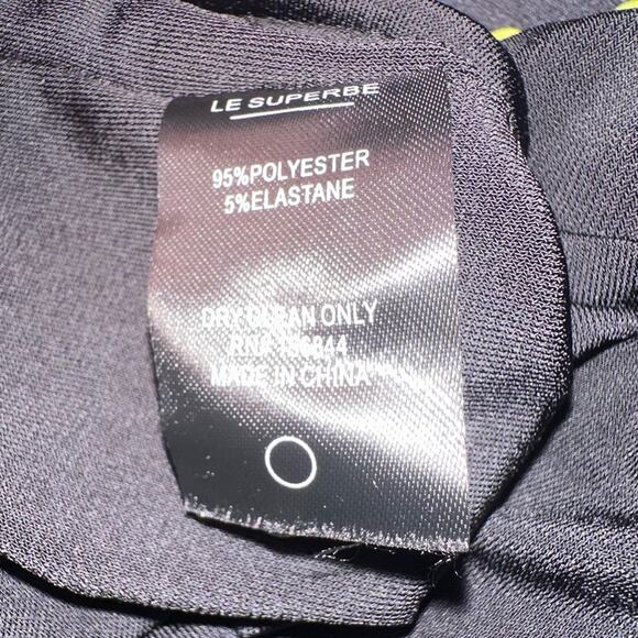 Le Superbe Elastica Black Yellow Neon Polka Jersey Mini Dress Cut Out Back XS - Picture 9 of 14